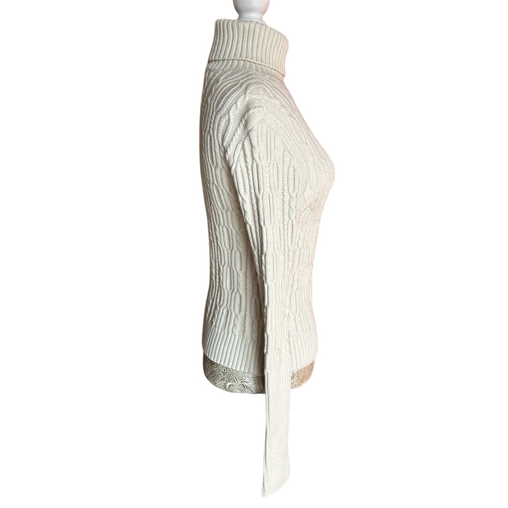 Zara Cream Turtleneck Cable Knit Sweater - Picture 3 of 8